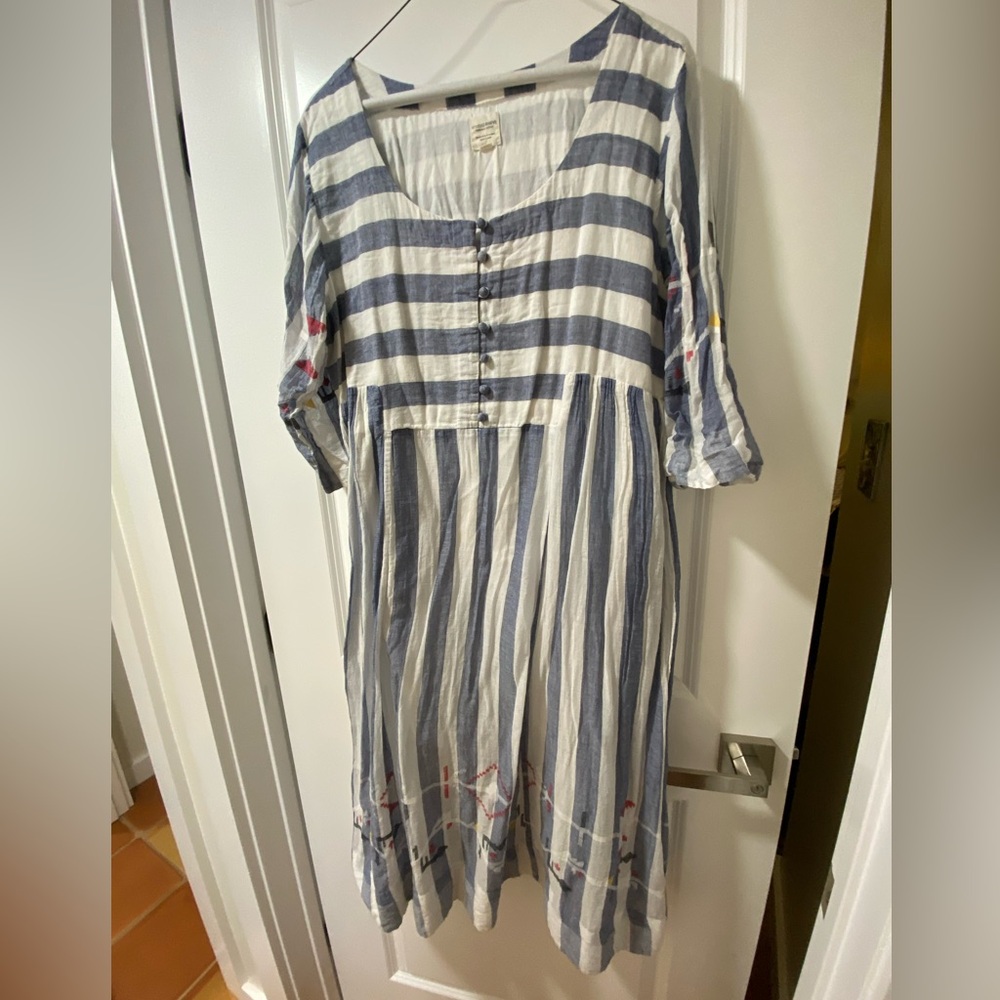 Studio Maeve dress with great stripes and sweet embroidery detail